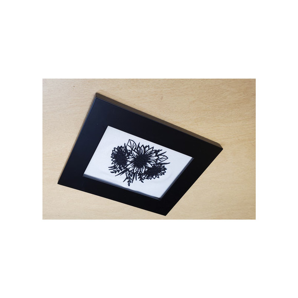 Custom Embroidered 9" x 7" White Black Frame Black Eyee Susan Home Decor Art - Picture 8 of 8